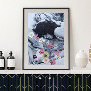DIGITAL DOWNLOAD: Printable Lesbian Sex Pressed Flower Collage, Queer Couples Bedroom Art, Bisexual Women Wall Art, Unique Anniversary Gifts