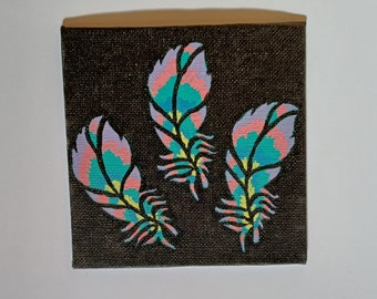 feathers mini board canvas painting