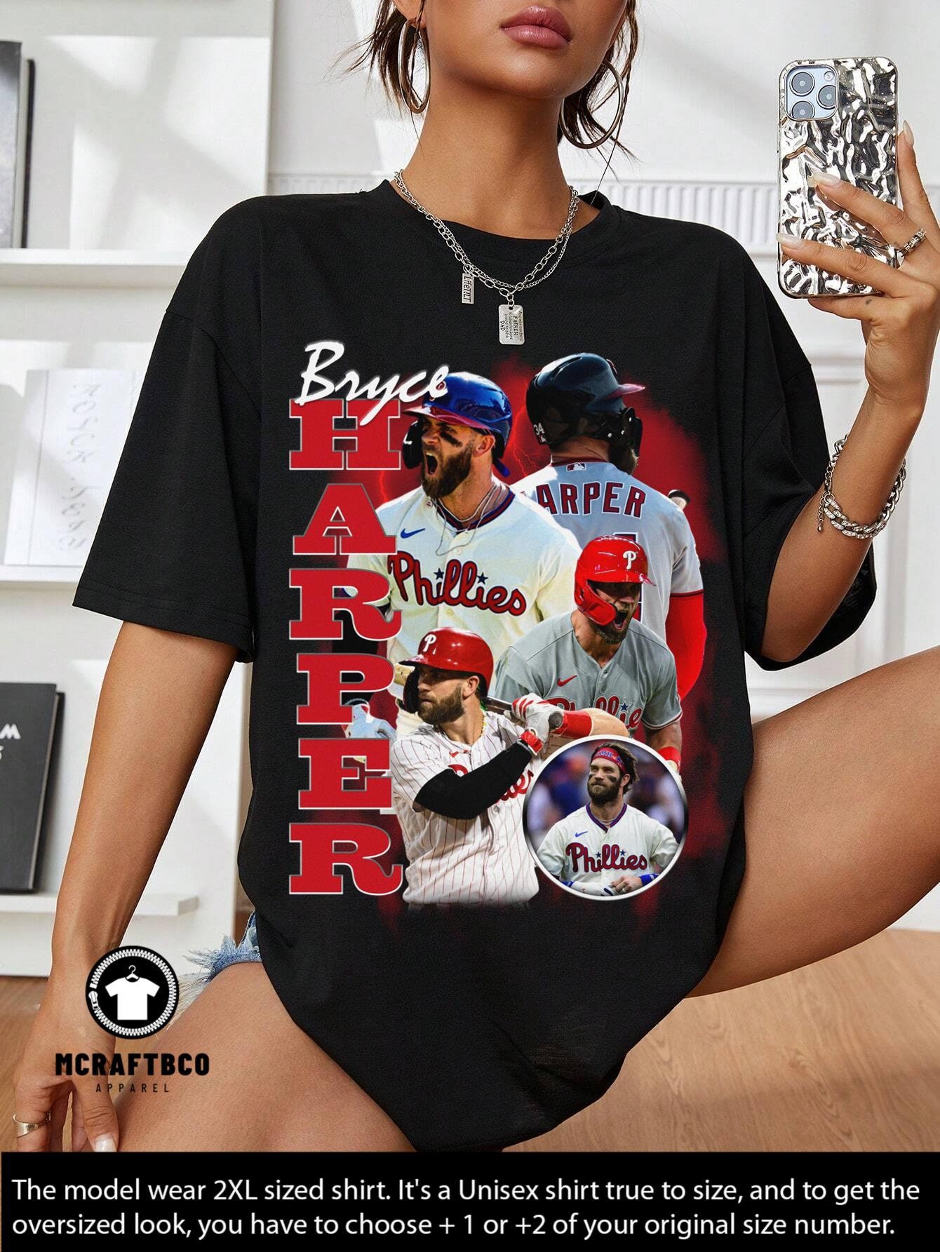 Bryce Harper Phillies Shocked Homerun Face T-Shirt shirts graphic tees  blank t shirts Short sleeve tee men