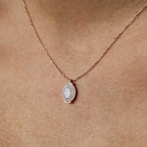 White Opal Stone Necklace • 14K Gold Plated • 925K Sterling Silver • Charm Pendant • Protector Necklace • Gift for Her • Minimalist Gift