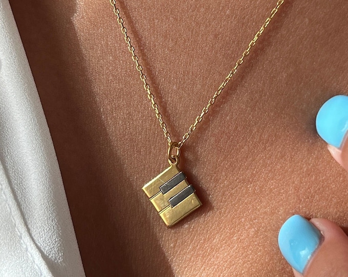 Baby Grand Piano Necklace: 14K Gold Plated Sterling Silver Pendant