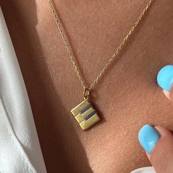 Piano Necklace • 14K Gold Plated • 925K Sterling Silver • Baby Grand Pendant • Music Necklace • Unisex Necklace • Minimalist Gift