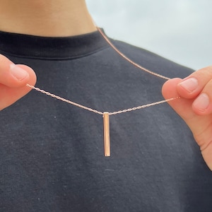 Bar Halskette • 14K Vergoldet • Rechteck Schmuck • Geometrischer Anhänger • 925K Sterling Silber • Minimalistisches Geschenk • Geschenk für Ihn • Unisex Geschenk