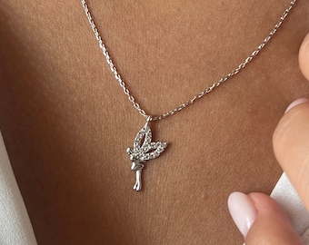 14K guldpläterat älvhalsband: Ängelsmycken i 925K sterlingsilver