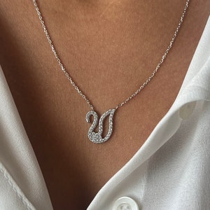 Swan Necklace • 14K Gold Plated • 925K Sterling Silver • Animal Pendant • Cute Jewelry • Swan Jewelry • Minimalist Zircon Necklace