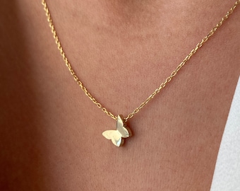 Butterfly Necklace • 14K Gold Plated • Animal Jewelry • 925K Sterling Silver • Luck Jewelry • Minimalist  Necklace • Freedom Jewelry