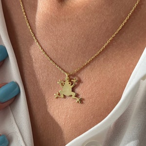 Gold Plated Frog Necklace: Sterling Silver Animal Pendant