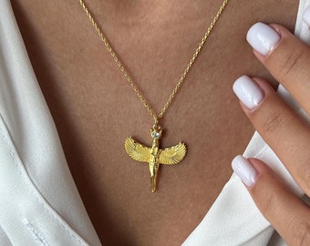 Cleopatra Necklace • 14K Gold Plated • Egyptian Jewelry • 925K Sterling Silver • Gift For Her • Mythology Jewelry • Ancient Minimalist Gift