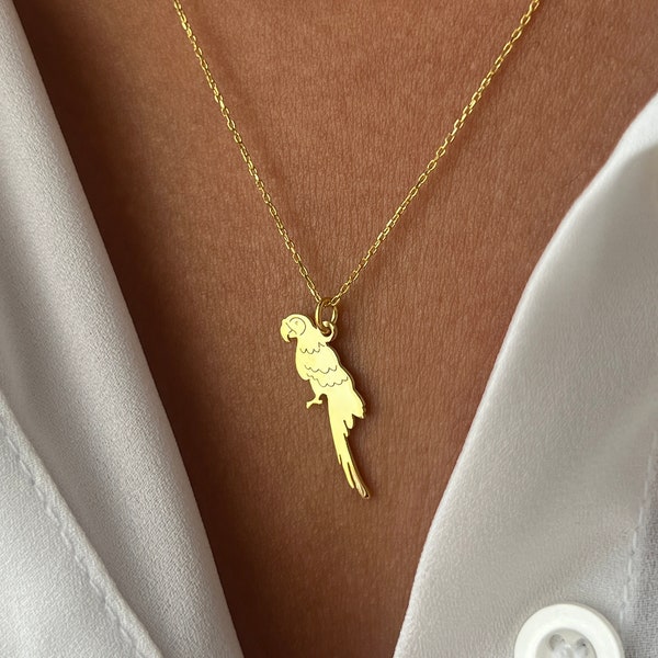 Parrot Necklace • 14K Gold Plated • 925K Sterling Silver • Parrot Pendant • Polly Necklace • Unisex Necklace • Minimalist Gift