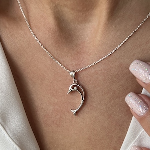 Dolphin Necklace • 925K Sterling Silver • Ocean Jewelry • 14K Gold Plated • Sea Pendant • Summer Necklace • Minimalist Gift For Girlfriend