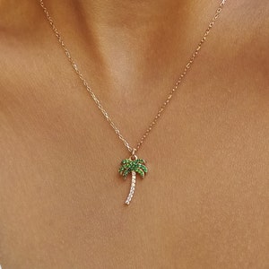 Palm Tree Necklace • 14K Gold Plated • 925K Sterling Silver • Tropical Pendant • Summer Necklace • Gift for Her • Minimalist Gift