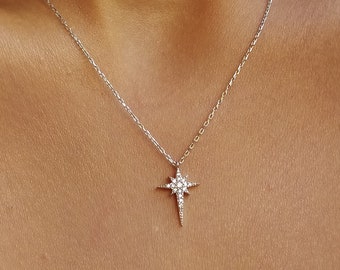 North Star Halskette • 14K Vergoldet • 925K Sterling Silber • Stern Anhänger • Märchenhafte Halskette • Geschenk für Sie • Minimalistisches Geschenk