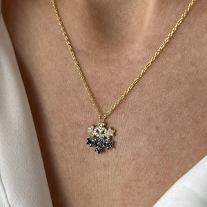 Snowflake Necklace • 14K Gold Plated • 925K Sterling Silver •  Colorful Stone Snowflake Necklace • Gift for Her • Minimalist Gift
