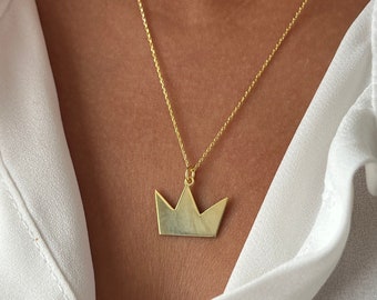 20mm/0.79in Gold Crown Necklace Sterling Silver 925, Cubic