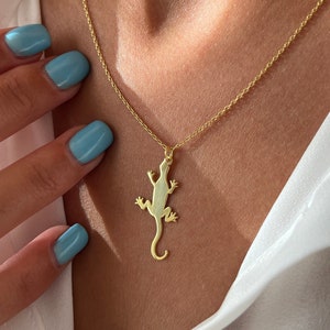 Lizard Necklace • 14K Gold Plated • 925K Sterling Silver • Animal Jewelry  • Reptile Necklace • Unisex Necklace • Minimalist Gift