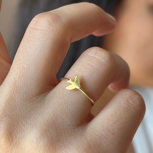 Bird Ring • 14K Gold Plated • 925K Sterling Silver • Pigeon Ring • Animal Jewelry • Freedom Jewelry • Minimalist Gift