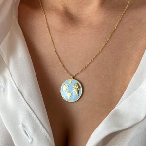 World Necklace • 14K Gold Plated • 925K Sterling Silver • Blue World Pendant • Planet Necklace • Unisex Necklace • Minimalist Gift