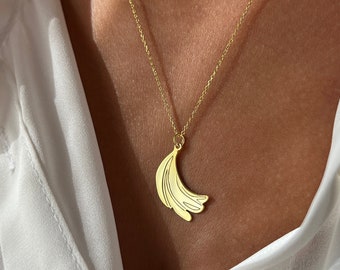 Banana Necklace • 14K Gold Plated • 925K Sterling Silver • Banana Pendant • Fruit Necklace • Unisex Necklace • Minimalist Gift