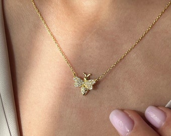 Collana Con Ciondolo Ape In Argento 925 Placcato Oro Giallo – Catina 45,7 Cm, Kiara Jewellery