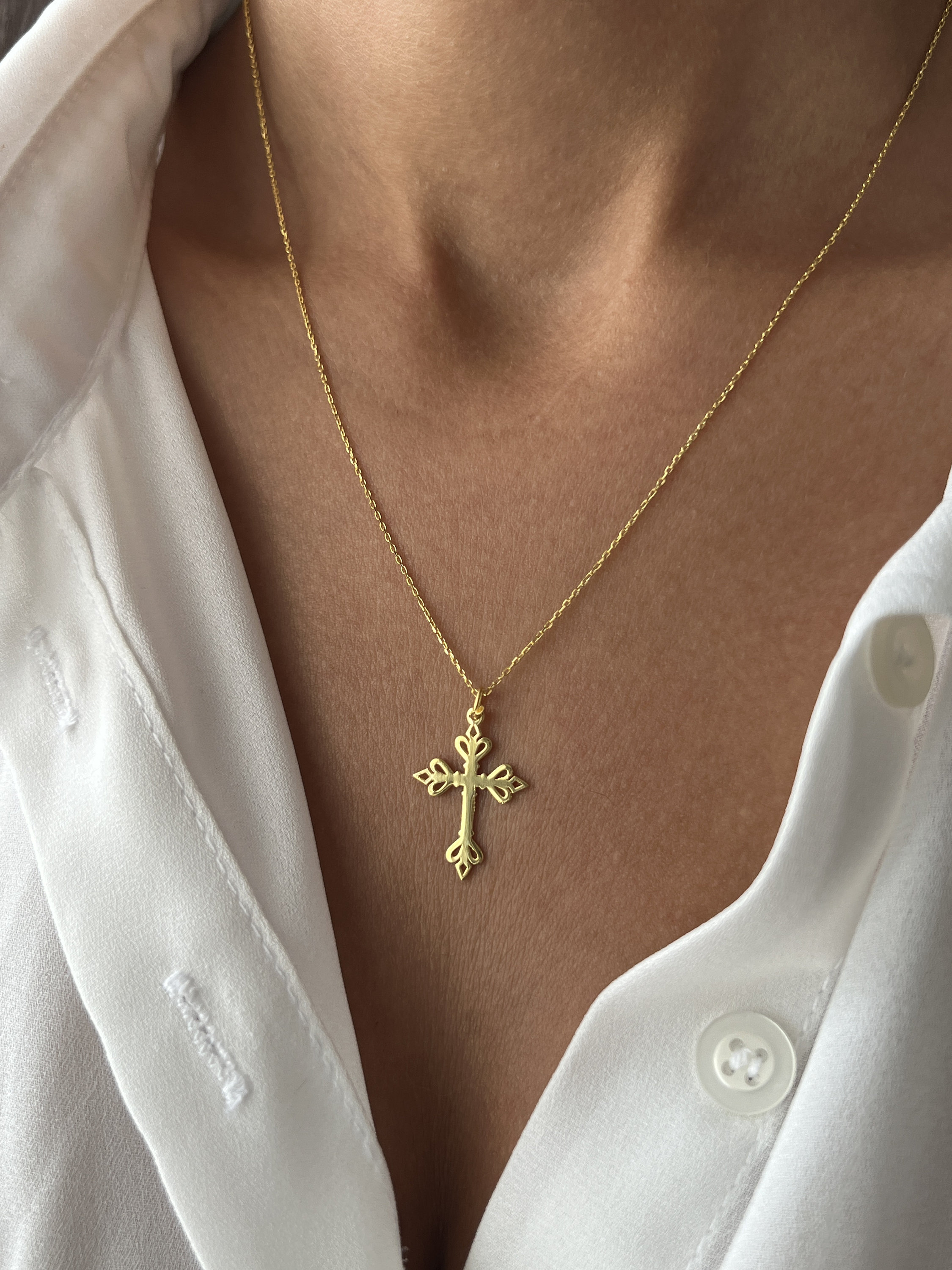 Gothic Cross Necklace: 925K Sterling Silver, 14K Gold Plated - Etsy