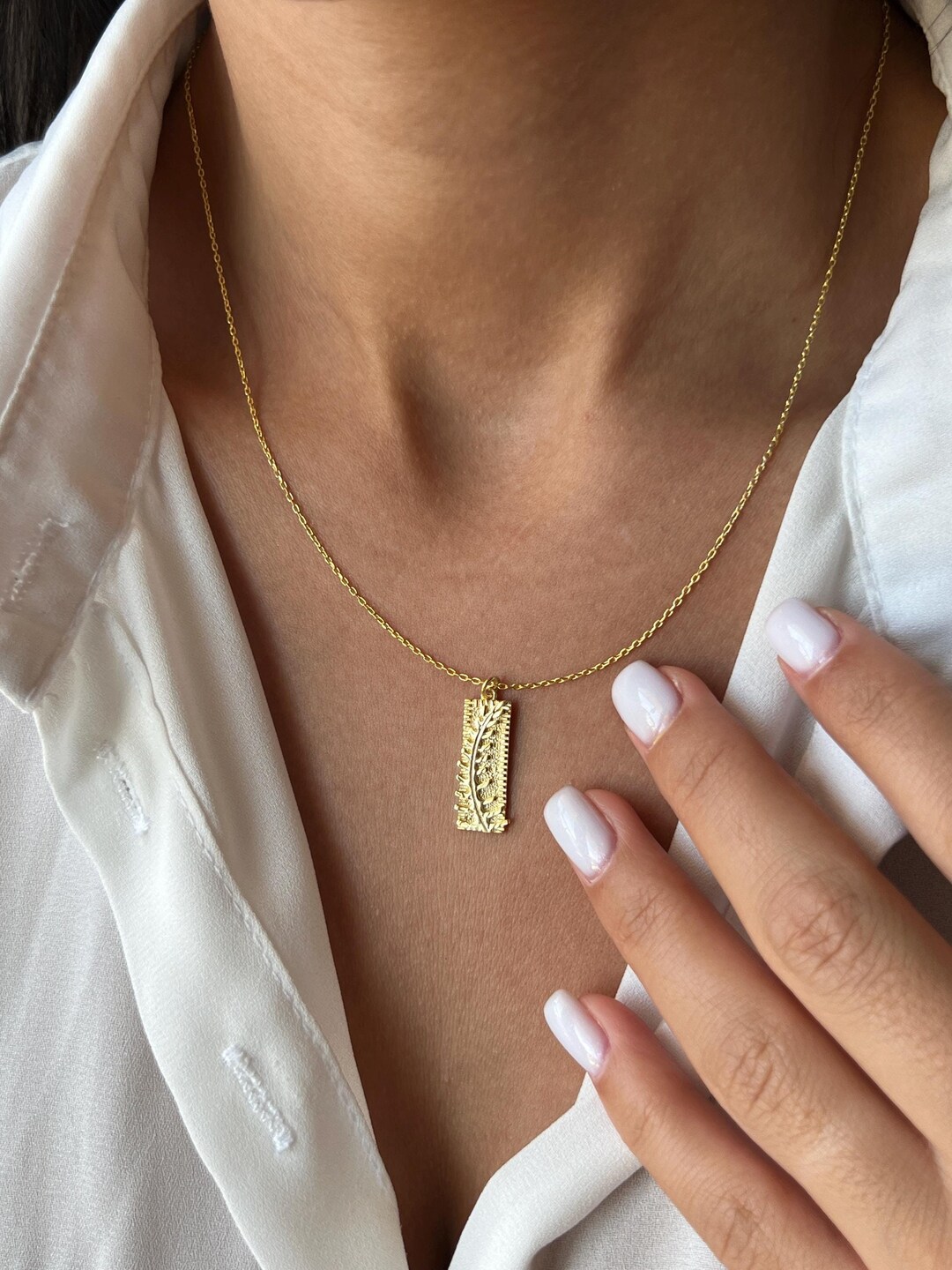 Olive Branch Necklace: 925K Sterling Silver, 14K Gold Plated Pendant - Etsy