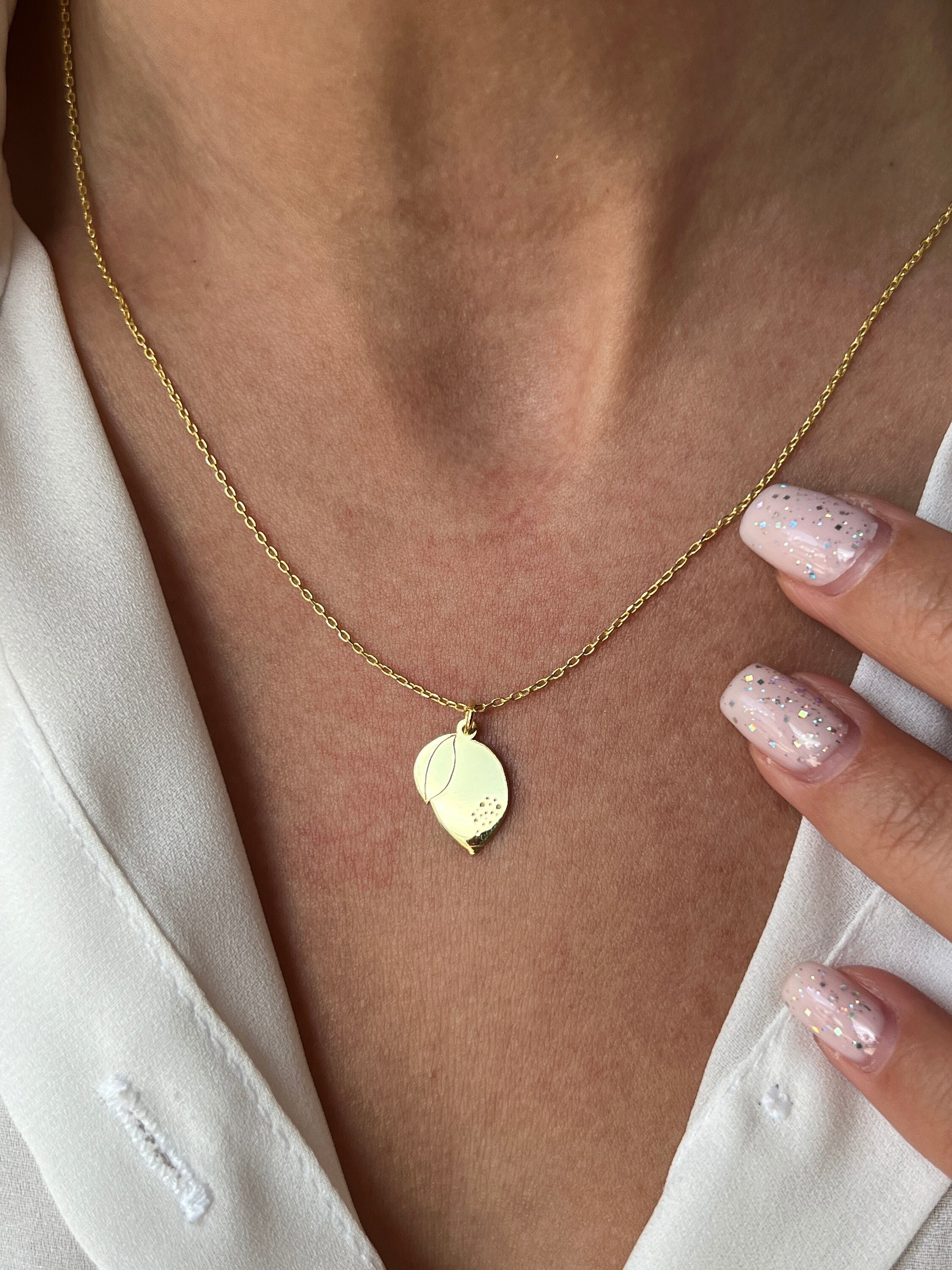 [韓国の人気ジュエリー] 925 silver. Lemon necklace Amazon.com: Solid 925 Sterling Silver Necklace for Women