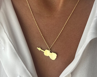 Violin Necklace • 14K Gold Plated • 925K Sterling Silver • Violin Pendant • Music Necklace • Unisex Necklace • Minimalist Gift