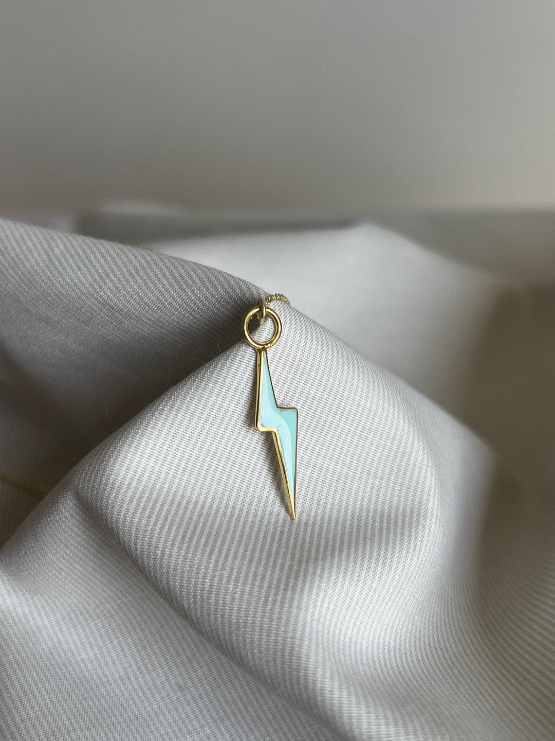 Lightning Necklace 14K Gold Plated Lightning Jewelry Etsy