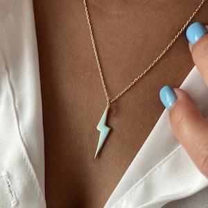 Lightning Necklace • 14K Gold Plated • 925K Sterling Silver • Flash Pendant • Thunder Necklace • Gift for Her • Minimalist Gift