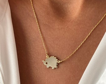 Hedgehog Necklace • 14K Gold Plated • 925K Sterling Silver • Hedgehog Pendant • Porky Necklace • Unisex Necklace • Minimalist Gift