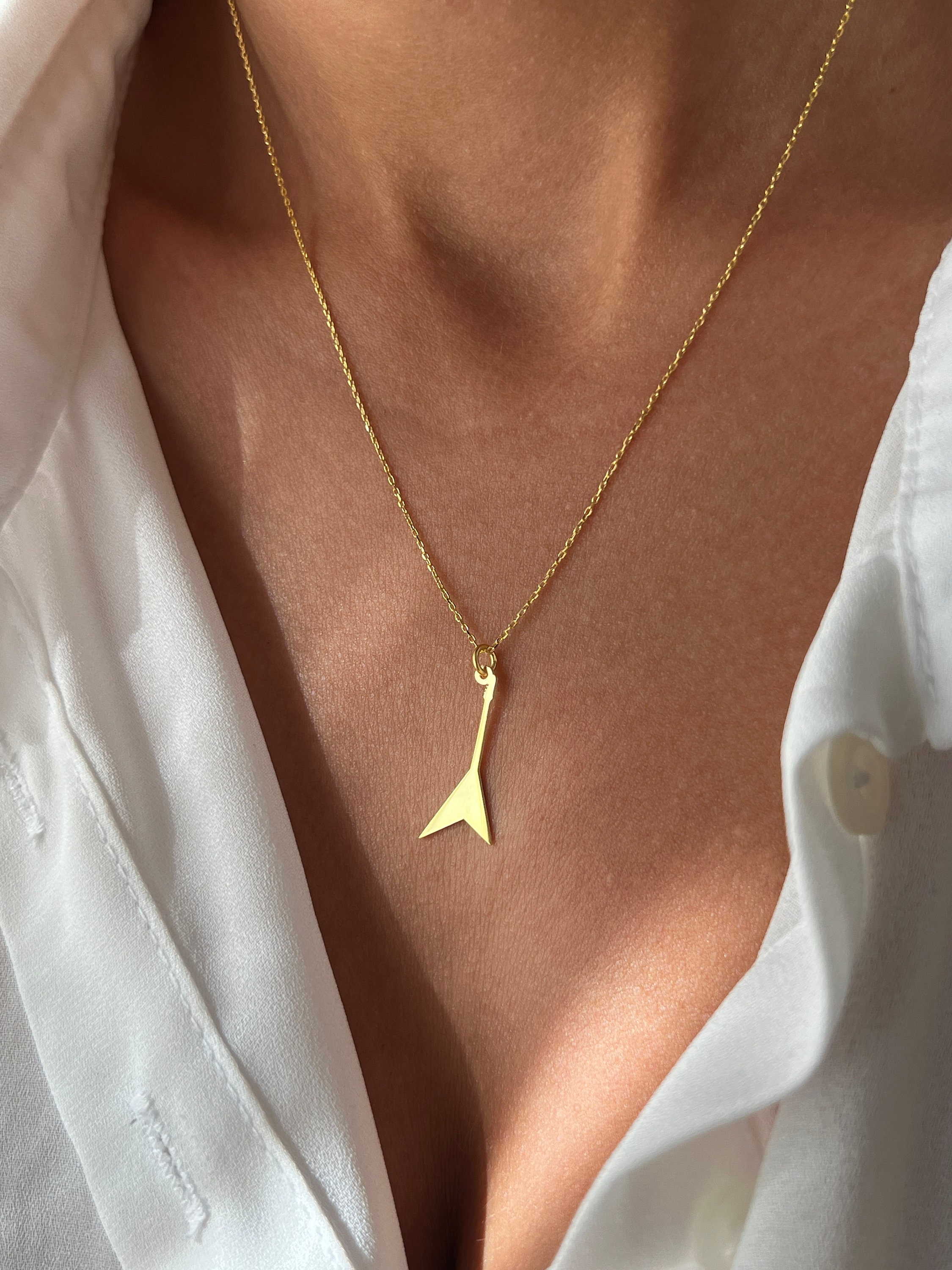 Electro Guitar Necklace • 14K Gold Plated • 925K Sterling