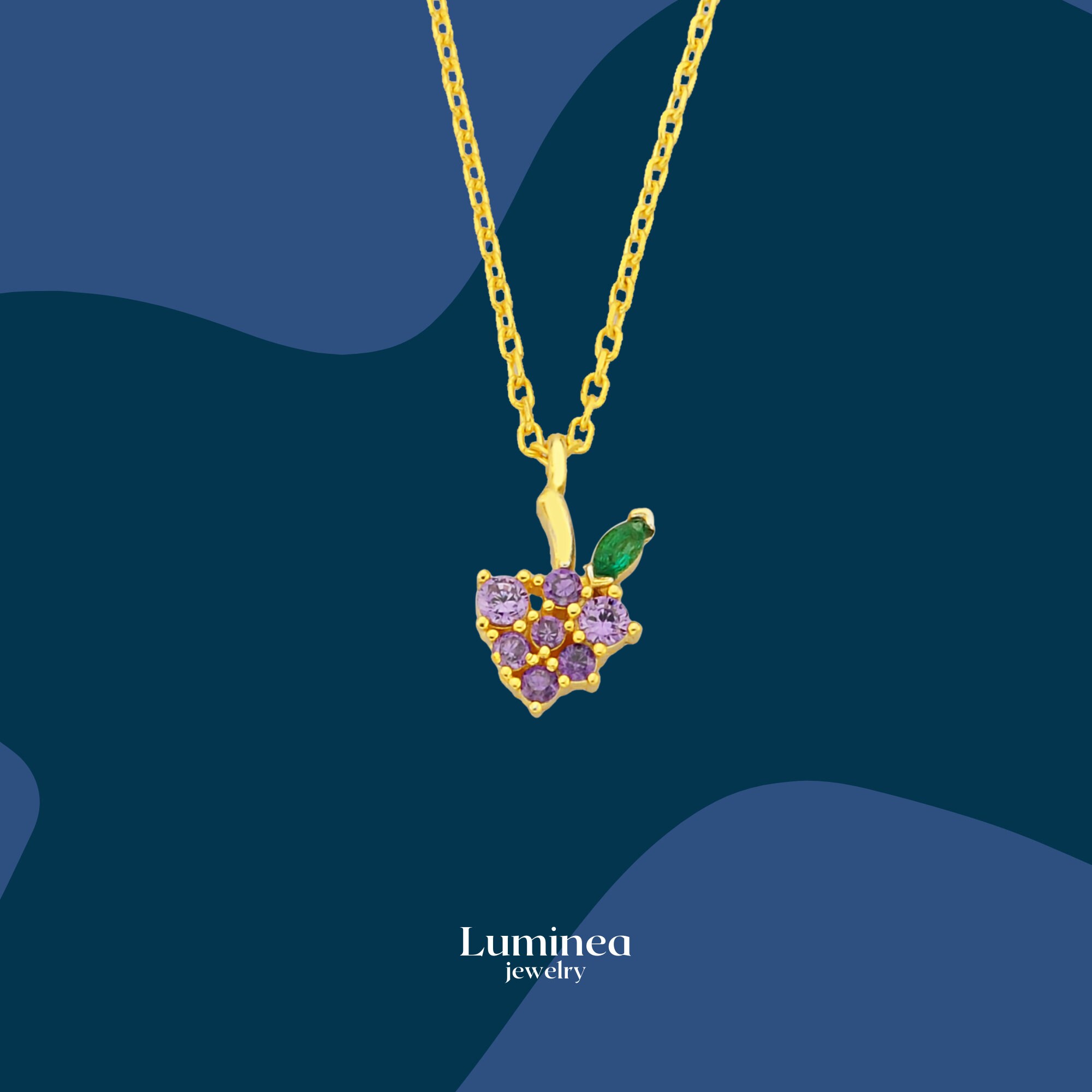 [韓国の人気ジュエリー] Grapeberry necklace. S Grape Necklace • 14K Gold Plated • Berry Jewelry • 925K