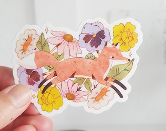 Fox in Blooms Vinyl Sticker