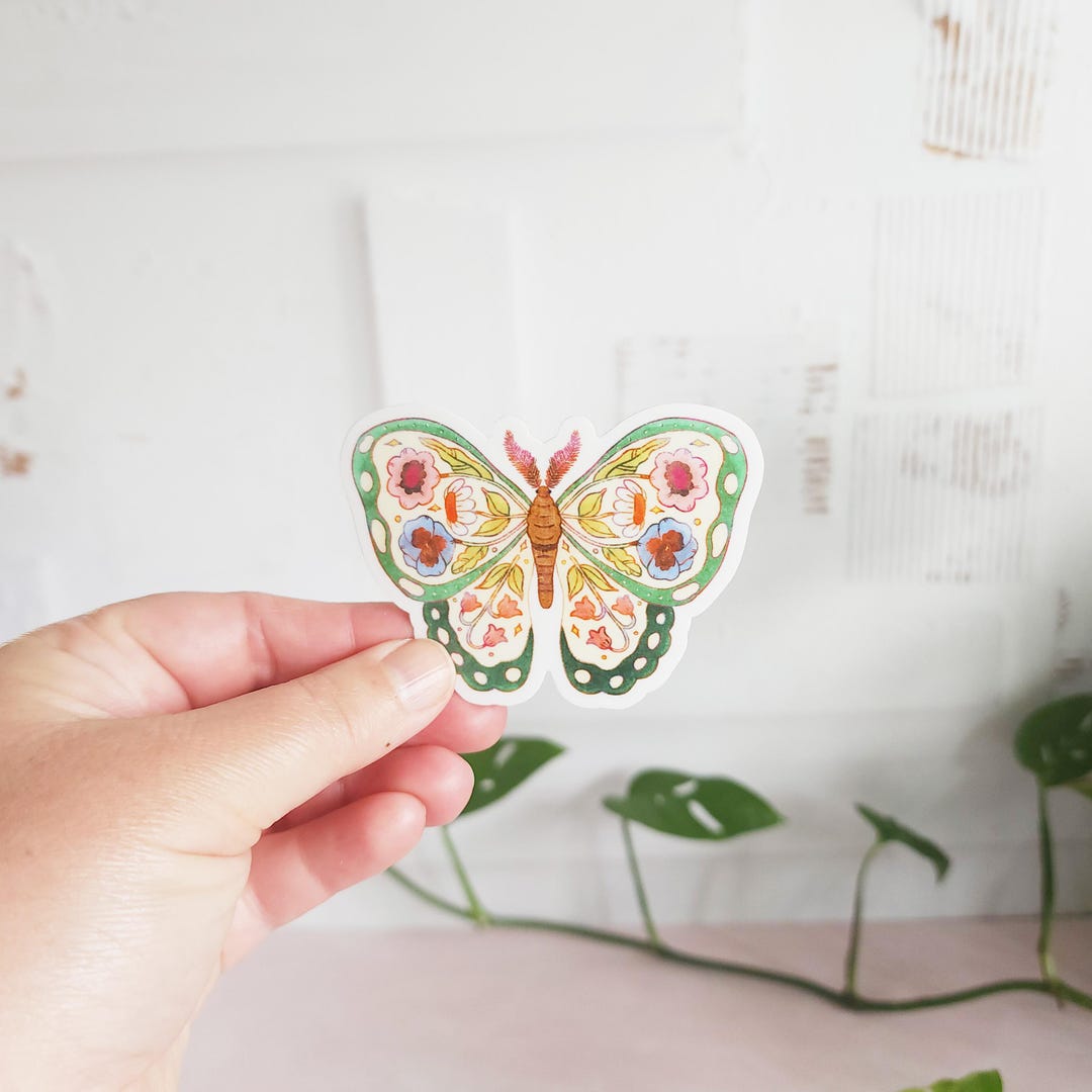 Floral Butterfly Vinyl Sticker - Etsy