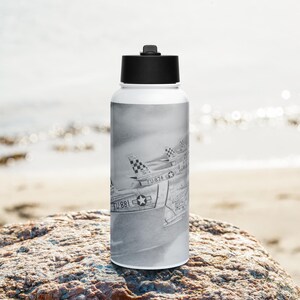 F-86F Mig Alley Original Art Stainless steel water bottle with a straw lid