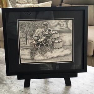 BMW R1200GSA Water Crossing Original Framed Drawing