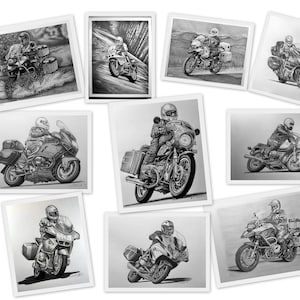 Cartes de correspondance pliantes pour motos BMW : lot de 10 motos BMW différentes