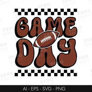 Game Day Svg voor shirts, Game Day voetbal Svg, retro voetbal Svg-bestanden voor Cricut, digitale download voetbal moeder Svg, retro sport Svg Png