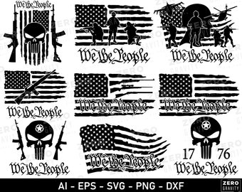 We The People SVG Bundle, American Flag 1776 (Digital Download)