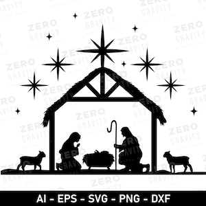 Nativity Scene SVG, Jesus Svg for Christmas, Digital Download Nativity SVG, Merry Christmas Svg, Nativity Clipart, Baby Jesus Svg for Cricut