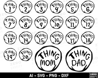 Thing 1 Thing 2 Svg, Thing Svg File for Cricut, Digital Download Kids Svg, Thing Mom Svg, Thing Dad Svg, Kids Shirt Svg, Thing Family Svg
