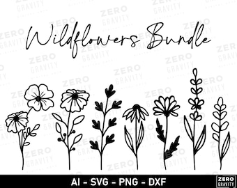 Wildflower SVG Bundle, Flower Cut File, Floral Shirt Design, Cricut & Silhouette, Digital Download