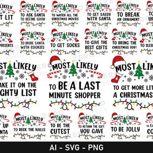 Paquete de SVG "Lo más probable es que vaya a Navidad", paquete de 50 SVG de camisetas "Lo más probable es que vaya a Navidad", SVG "Lo más probable es que vaya a Navidad", SVG divertido de Navidad