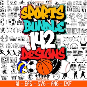 Sports SVG Bundle, Instant Download Sports Designs, Basketball - Baseball - Soccer - Volleyball - Hockey, Sports Balls Svg Png, Silhouette