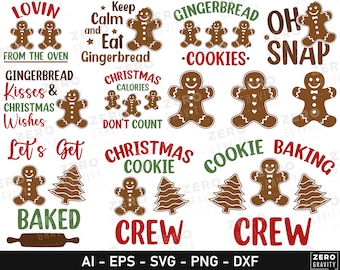 Gingerbread Svg Bundle for Christmas, Oh Snap Gingerbread Svg, Digital Download Gingerbread Man Clipart Svg, Gingerbread Ornament Svg