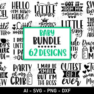 Ensemble Svg pour bébé, Svg d'étapes importantes pour bébé, Svg de baby shower, lot de citations de bébé, bébé drôle Png, Svg nouveau-né, téléchargement numérique dictons bébé Svg