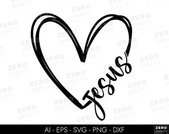 Jesus Herz SVG PNG, Jesus Shirt SVG, Christliche geschnittene Datei, Glaube SVG, Bibel Vers SVG, Schneidemaschinendateien, Cricut SVG, Eps, Dxf