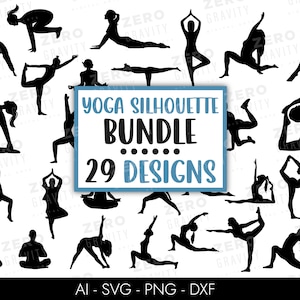 Bundle Svg yoga, Namaste Svg, Clipart pose de yoga, Yogini Silhouette Svg, Bundle Svg de méditation, fichier de coupe Cricut Svg yoga, Svg spirituel