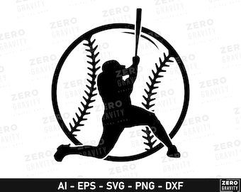Baseball Player Svg Clip Art, Baseball Silhouette, Instant Download, Baseball Svg Files for Cricut, Baseball Png, Cutting Machine Files, Dxf