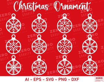 Christmas Ornament Svg Bundle, Snowflake Svg, Digital Download Snowflake Ornament Svg, Winter Svg, Christmas Tree Ornaments Decorations Svg